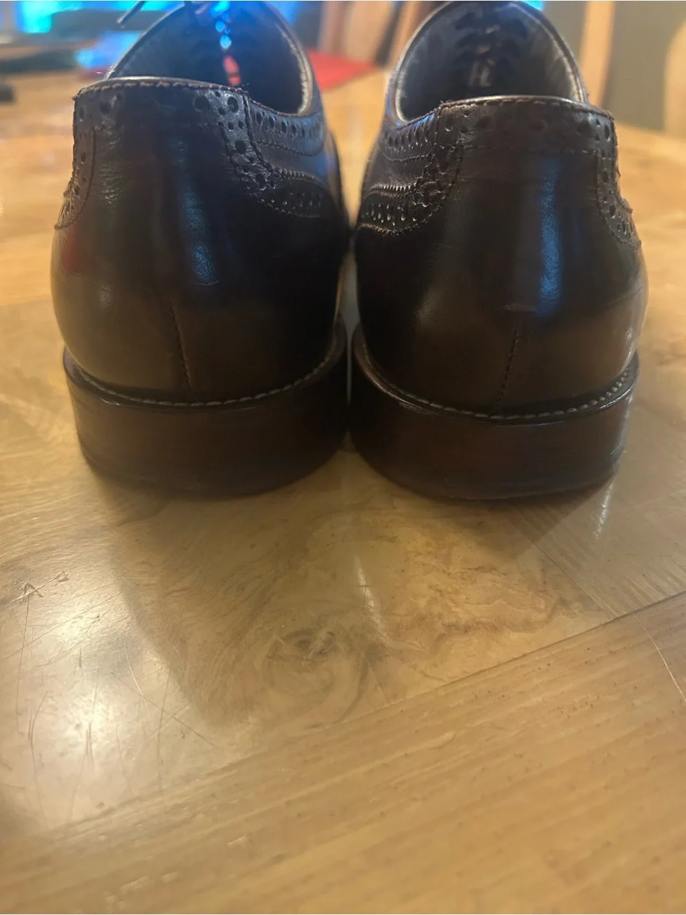 Men's Dark Brown Leather Brogue Derbys - Classic Dress Oxfords, J Shoes EUC